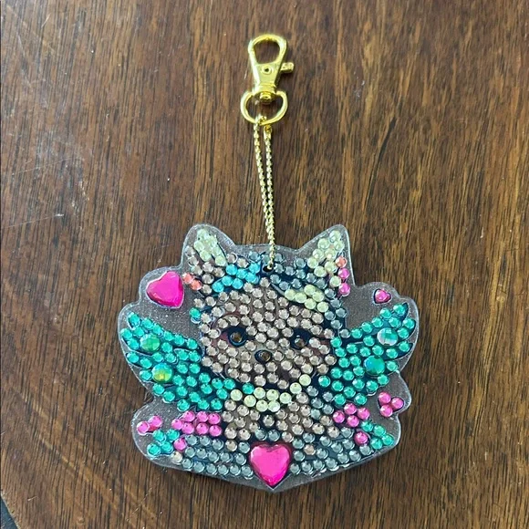 Colorful Rhinestone Yorkie Keychain - Picture 3 of 4